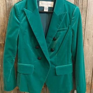 Don Caster Kelly green velvet blazer 10P